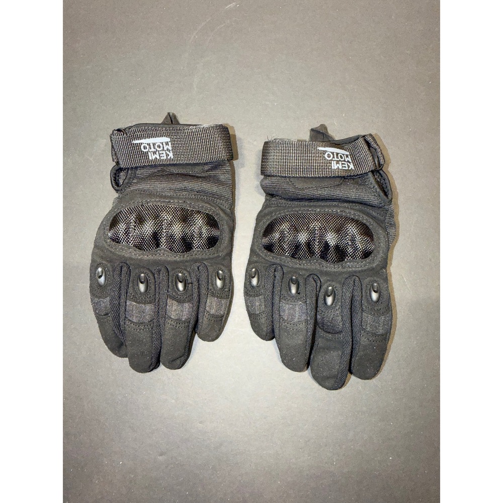 Kemimoto Mens Tactical Motorcycle Touchscreen Gloves Black Hard Knuckle Sz M